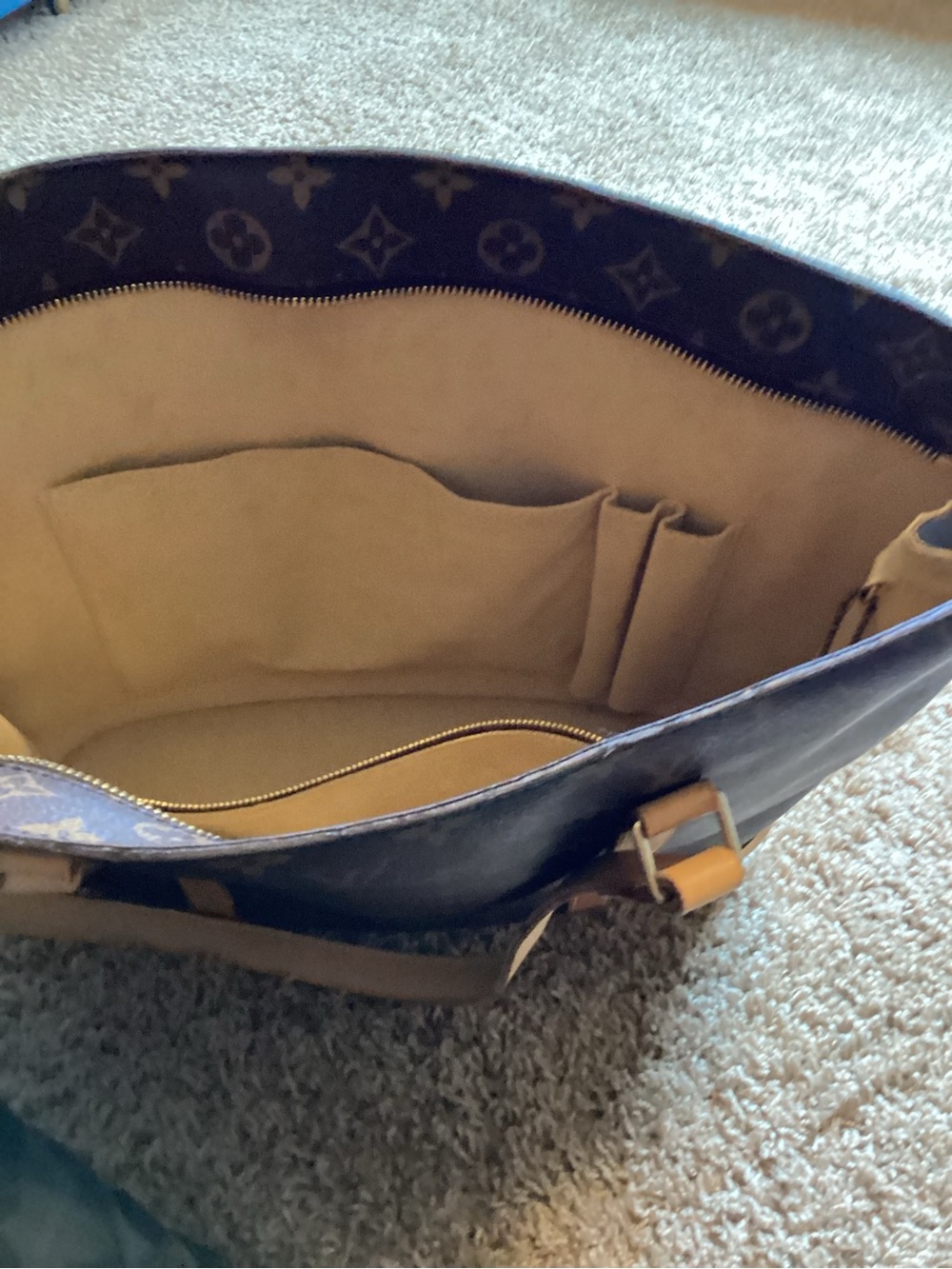 Louis Vuitton Monogram Canvas Shoulder Bag with Tan Leather Straps - Picture 6 of 10